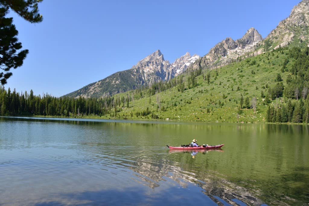 Enjoying the tranquility of a mountain lake